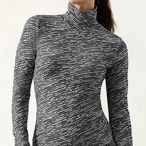 Athleta Flurry Blizzard Seamless Turtleneck-Wren Black- Size S